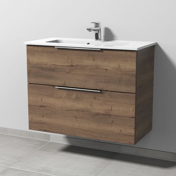 Sanipa 3way Waschtischunterbau für Keramik-Waschtisch ME by Starck 83 cm, 2 Auszüge mit Aufsatzgriff, geringere Tiefe