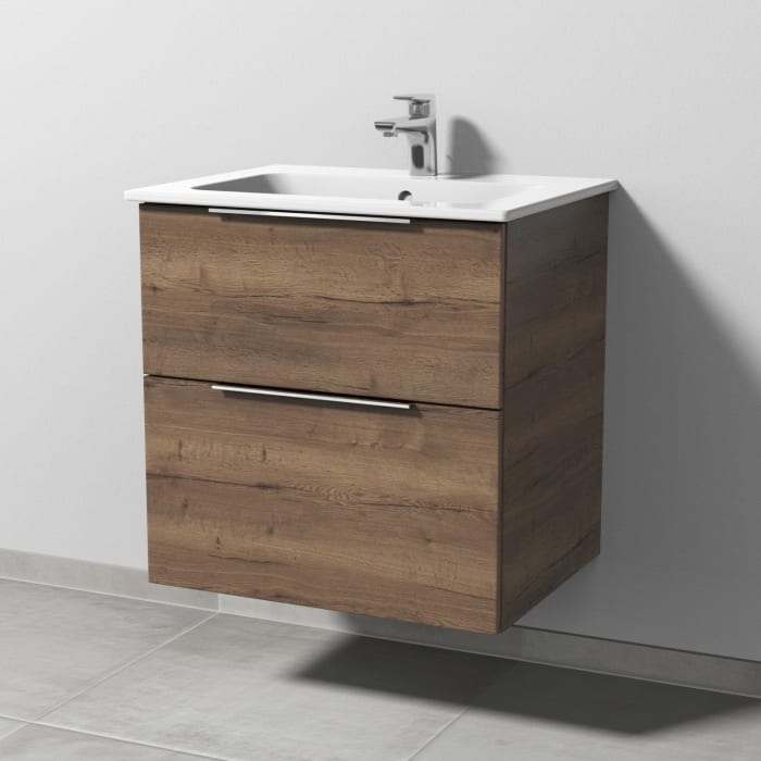 Sanipa 3way Waschtischunterbau für Keramik-Waschtisch ME by Starck 63 cm, 2 Auszüge mit Aufsatzgriff