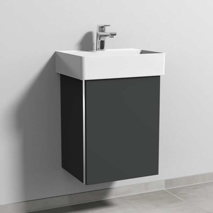 Sanipa 3way Waschtischunterbau für Keramik-Waschtisch Dura Square 45 cm, 1 Tür, Anschlag rechts, mit Griffleiste