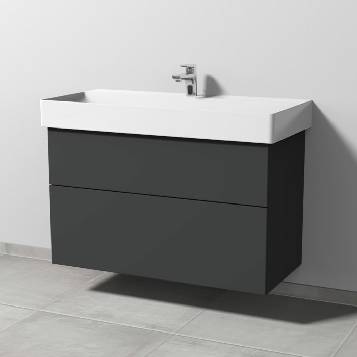 Sanipa 3way Waschtischunterbau für Keramik-Waschtisch Dura Square 100 cm, 2 Auszüge mit Push to open