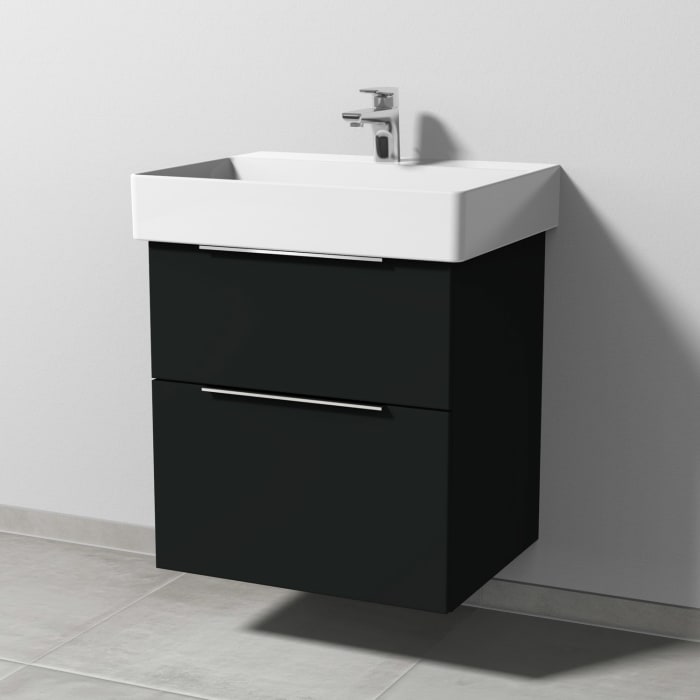 Sanipa 3way Waschtischunterbau für Keramik-Waschtisch Dura Square 60 cm, 2 Auszüge mit Aufsatzgriff