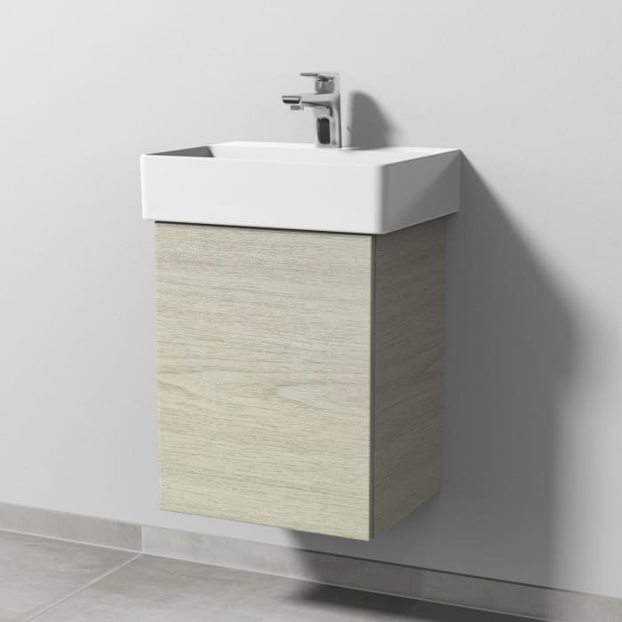 Sanipa 3way Waschtischunterbau für Keramik-Waschtisch Dura Square 45 cm, 1 Tür, Anschlag links, mit Push to open