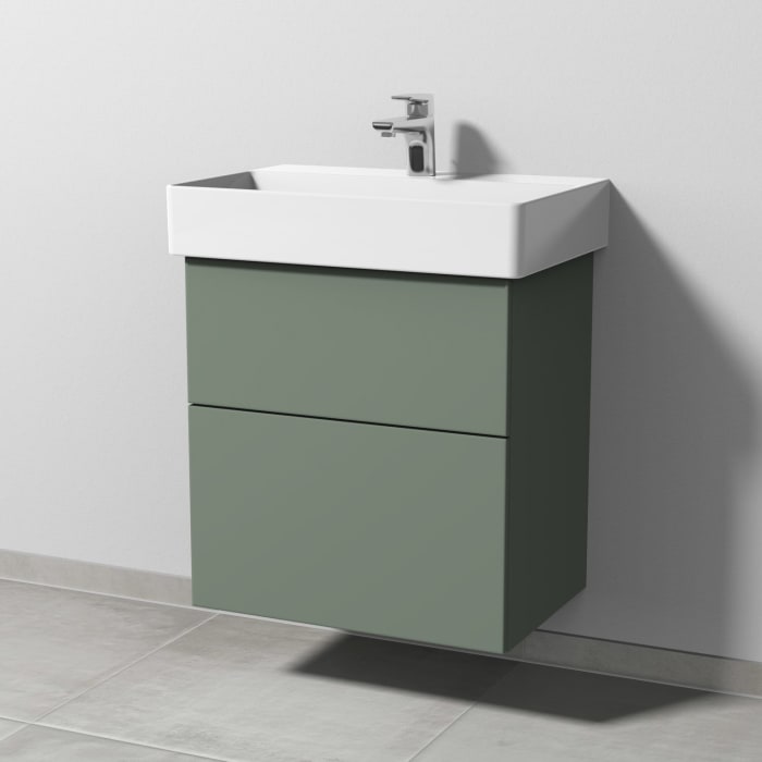 Sanipa 3way Waschtischunterbau für Keramik-Waschtisch Dura Square 60 cm, 2 Auszüge mit Push to open, geringere Tiefe