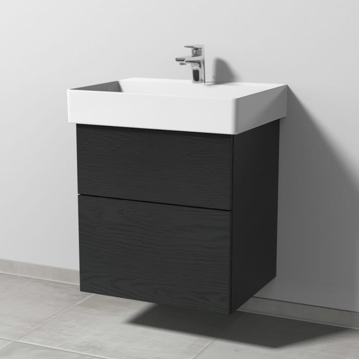 Sanipa 3way Waschtischunterbau für Keramik-Waschtisch Dura Square 60 cm, 2 Auszüge mit Push to open