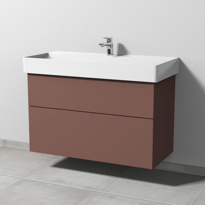 Sanipa 3way Waschtischunterbau für Keramik-Waschtisch Dura Square 100 cm, 2 Auszüge mit Push to open