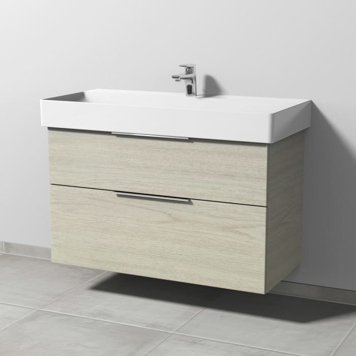 Sanipa 3way Waschtischunterbau für Keramik-Waschtisch Dura Square 100 cm, 2 Auszüge mit Aufsatzgriff