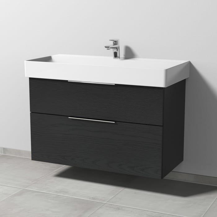 Sanipa 3way Waschtischunterbau für Keramik-Waschtisch Dura Square 100 cm, 2 Auszüge mit Aufsatzgriff