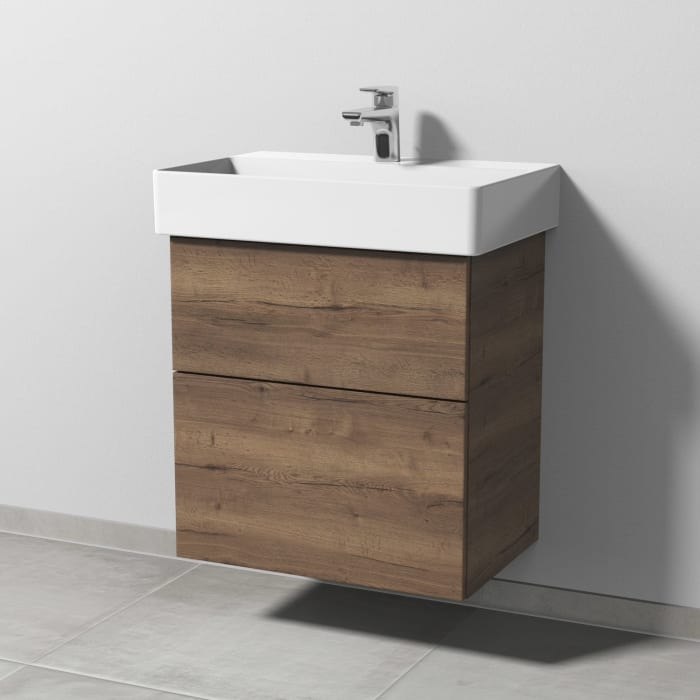 Sanipa 3way Waschtischunterbau für Keramik-Waschtisch Dura Square 60 cm, 2 Auszüge mit Push to open, geringere Tiefe