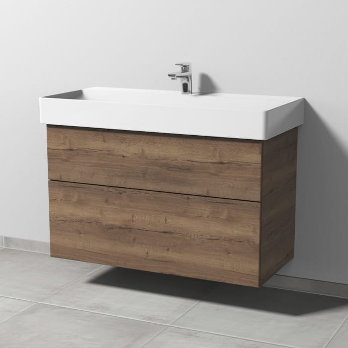 Sanipa 3way Waschtischunterbau für Keramik-Waschtisch Dura Square 100 cm, 2 Auszüge mit Push to open