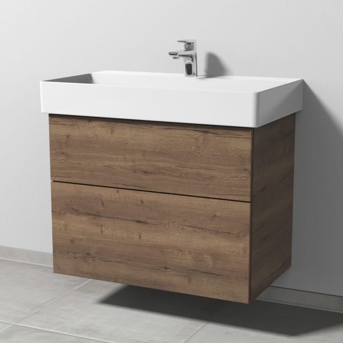 Sanipa 3way Waschtischunterbau für Keramik-Waschtisch Dura Square 80 cm, 2 Auszüge mit Push to open