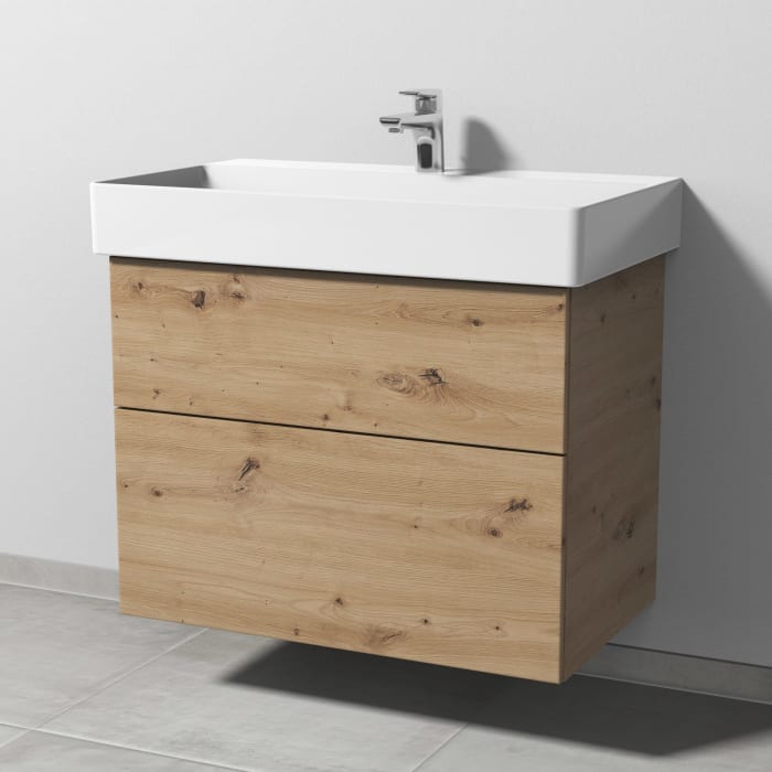 Sanipa 3way Waschtischunterbau für Keramik-Waschtisch Dura Square 80 cm, 2 Auszüge mit Push to open