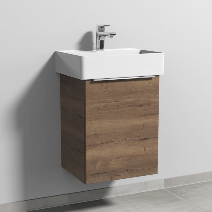 Sanipa 3way Waschtischunterbau für Keramik-Waschtisch Dura Square 45 cm, 1 Tür, Anschlag rechts, mit Aufsatzgriff