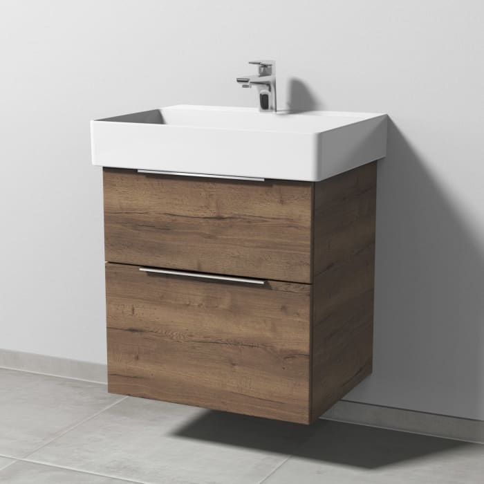 Sanipa 3way Waschtischunterbau für Keramik-Waschtisch Dura Square 60 cm, 2 Auszüge mit Aufsatzgriff