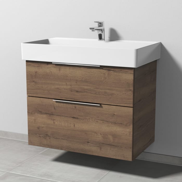 Sanipa 3way Waschtischunterbau für Keramik-Waschtisch Dura Square 80 cm, 2 Auszüge mit Aufsatzgriff