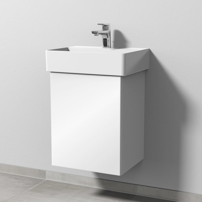 Sanipa 3way Waschtischunterbau für Keramik-Waschtisch Dura Square 45 cm, 1 Tür, Anschlag links, mit Push to open