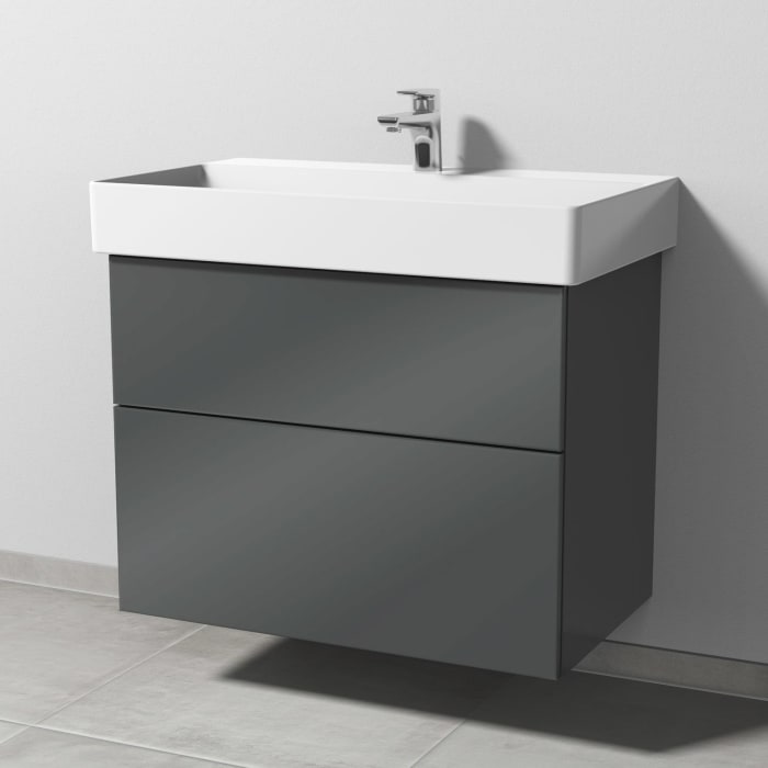 Sanipa 3way Waschtischunterbau für Keramik-Waschtisch Dura Square 80 cm, 2 Auszüge mit Push to open