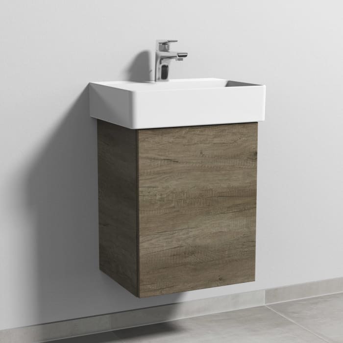 Sanipa 3way Waschtischunterbau für Keramik-Waschtisch Dura Square 45 cm, 1 Tür, Anschlag rechts, mit Push to open