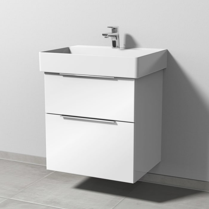 Sanipa 3way Waschtischunterbau für Keramik-Waschtisch Dura Square 60 cm, 2 Auszüge mit Aufsatzgriff