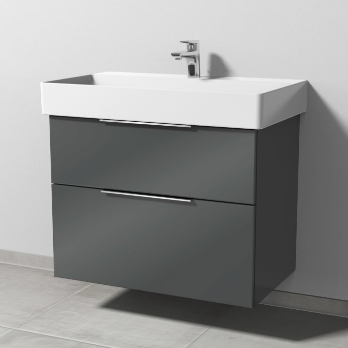 Sanipa 3way Waschtischunterbau für Keramik-Waschtisch Dura Square 80 cm, 2 Auszüge mit Aufsatzgriff