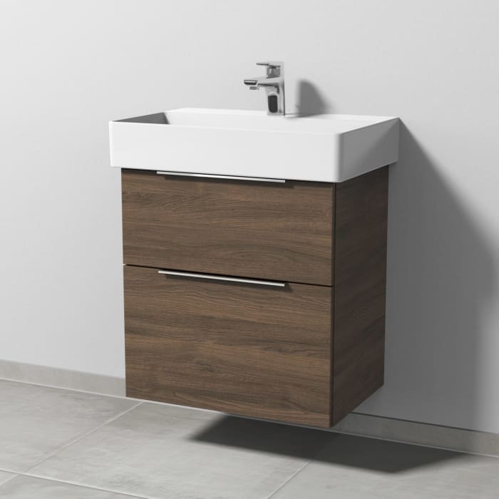 Sanipa 3way Waschtischunterbau für Keramik-Waschtisch Dura Square 60 cm, 2 Auszüge mit Aufsatzgriff, geringere Tiefe