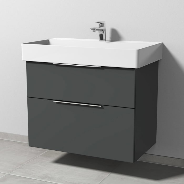 Sanipa 3way Waschtischunterbau für Keramik-Waschtisch Dura Square 80 cm, 2 Auszüge mit Aufsatzgriff