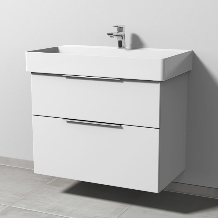 Sanipa 3way Waschtischunterbau für Keramik-Waschtisch Dura Square 80 cm, 2 Auszüge mit Aufsatzgriff