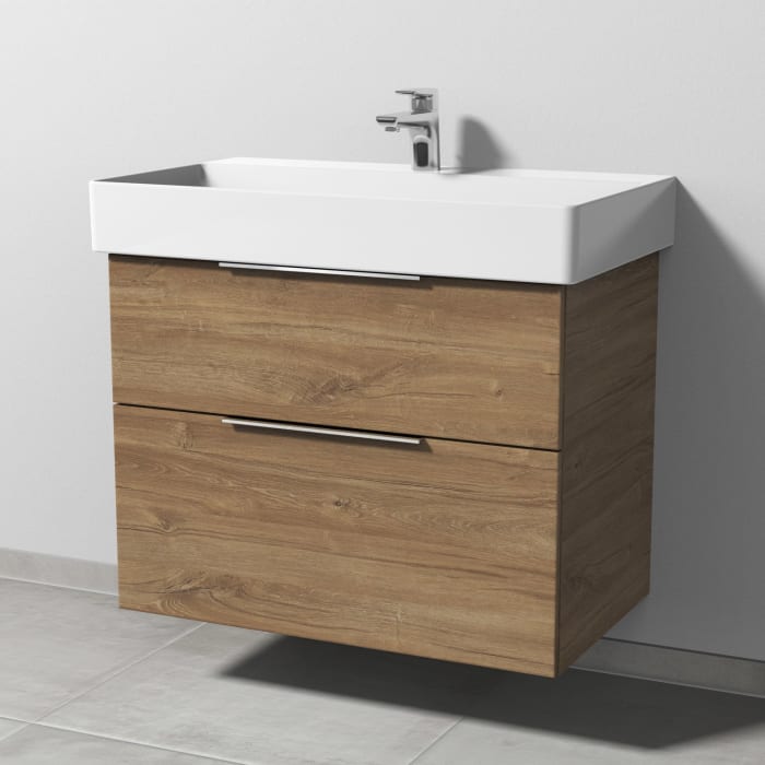 Sanipa 3way Waschtischunterbau für Keramik-Waschtisch Dura Square 80 cm, 2 Auszüge mit Aufsatzgriff