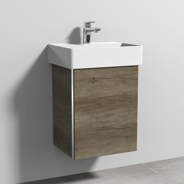 Sanipa 3way Waschtischunterbau für Keramik-Waschtisch Dura Square 45 cm, 1 Tür, Anschlag rechts, mit Griffleiste