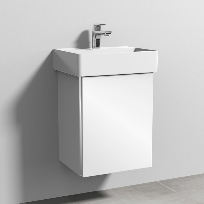 Sanipa 3way Waschtischunterbau für Keramik-Waschtisch Dura Square 45 cm, 1 Tür, Anschlag rechts, mit Griffleiste