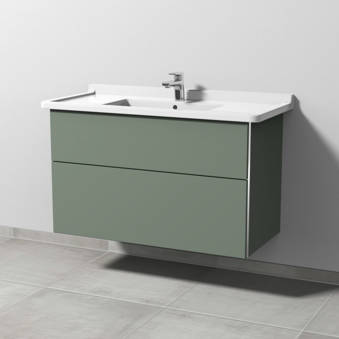 Sanipa 3way Waschtischunterbau für Keramik-Waschtisch Starck 3 105 cm, 2 Auszüge mit Griffleisten