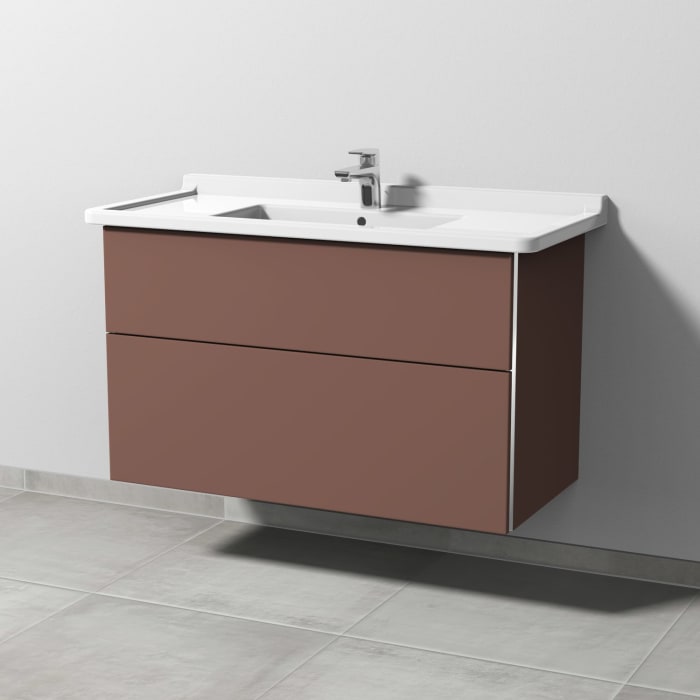 Sanipa 3way Waschtischunterbau für Keramik-Waschtisch Starck 3 105 cm, 2 Auszüge mit Griffleisten