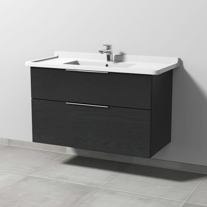 Sanipa 3way Waschtischunterbau für Keramik-Waschtisch Starck 3 105 cm, 2 Auszüge mit Aufsatzgriff