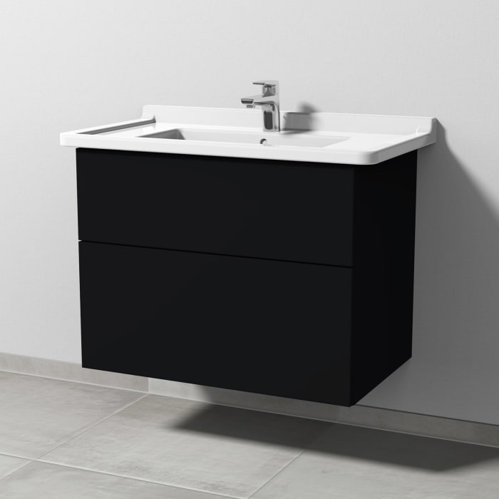 Sanipa 3way Waschtischunterbau für Keramik-Waschtisch Starck 3 85 cm, 2 Auszüge mit Push to open