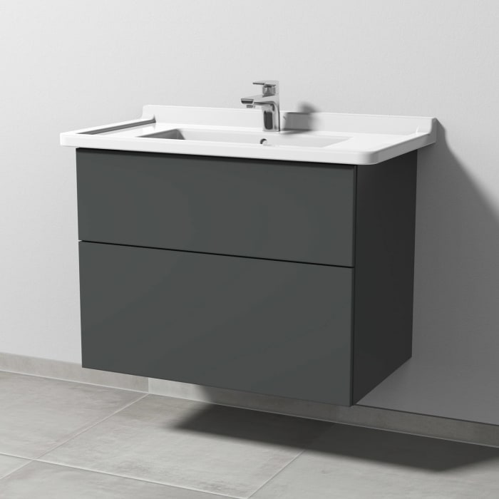 Sanipa 3way Waschtischunterbau für Keramik-Waschtisch Starck 3 85 cm, 2 Auszüge mit Push to open