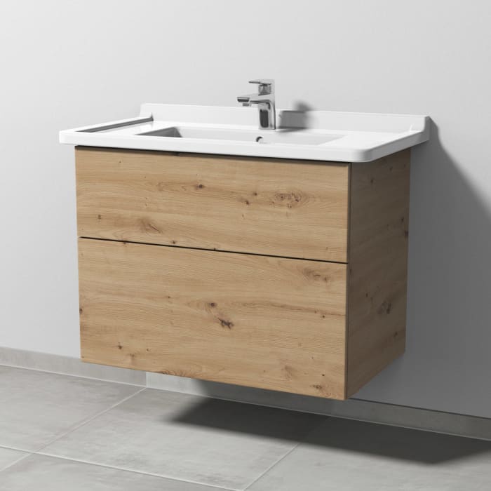 Sanipa 3way Waschtischunterbau für Keramik-Waschtisch Starck 3 85 cm, 2 Auszüge mit Push to open