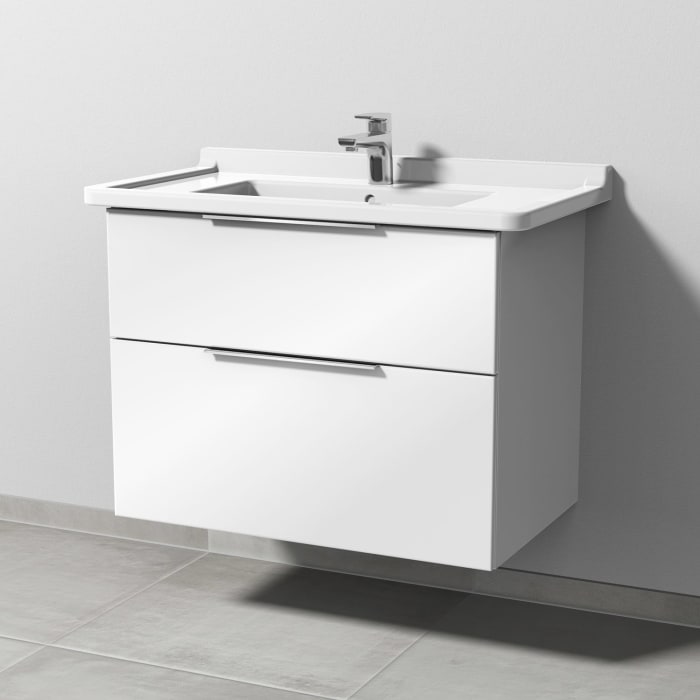 Sanipa 3way Waschtischunterbau für Keramik-Waschtisch Starck 3 85 cm, 2 Auszüge mit Aufsatzgriff