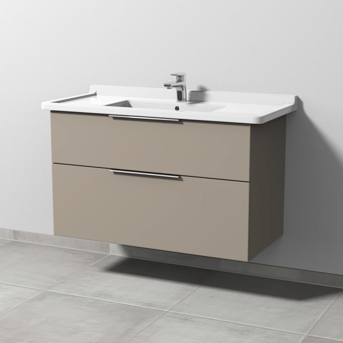 Sanipa 3way Waschtischunterbau für Keramik-Waschtisch Starck 3 105 cm, 2 Auszüge mit Aufsatzgriff