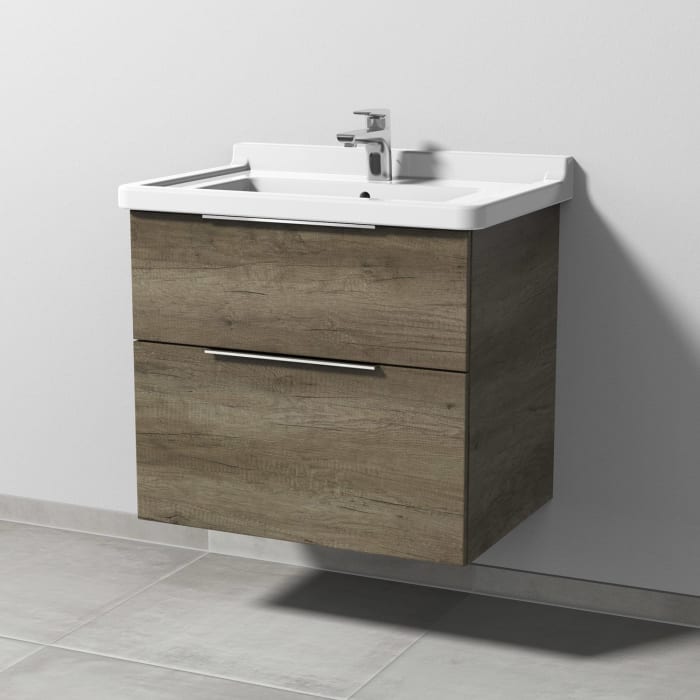 Sanipa 3way Waschtischunterbau für Keramik-Waschtisch Starck 3 70 cm, 2 Auszüge mit Aufsatzgriff