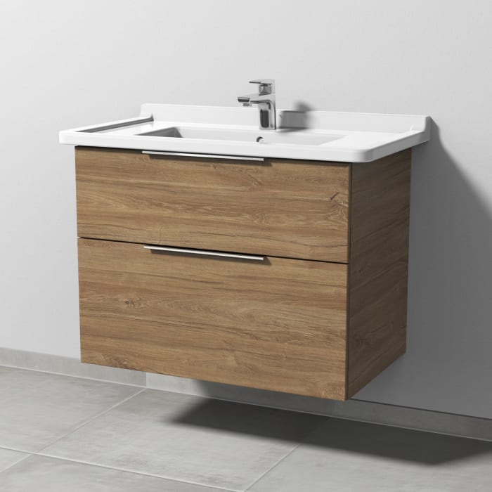 Sanipa 3way Waschtischunterbau für Keramik-Waschtisch Starck 3 85 cm, 2 Auszüge mit Aufsatzgriff