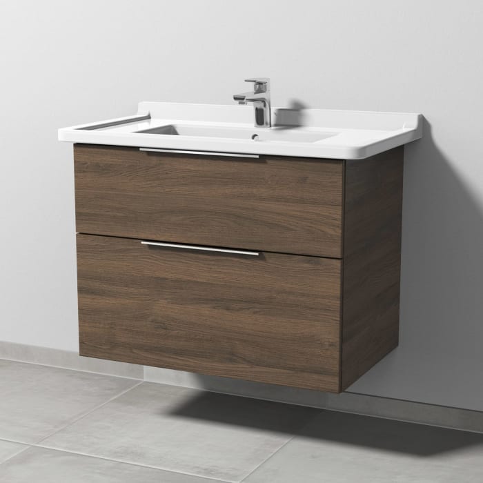 Sanipa 3way Waschtischunterbau für Keramik-Waschtisch Starck 3 85 cm, 2 Auszüge mit Aufsatzgriff