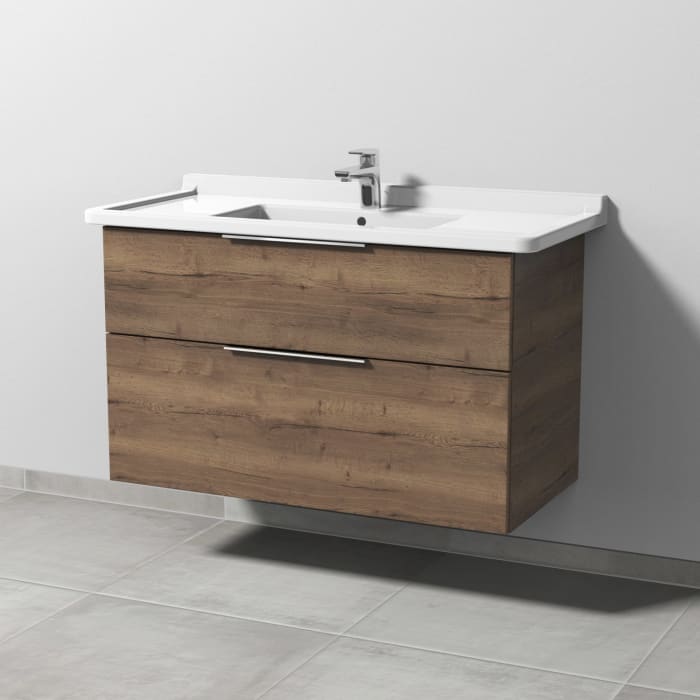 Sanipa 3way Waschtischunterbau für Keramik-Waschtisch Starck 3 105 cm, 2 Auszüge mit Aufsatzgriff