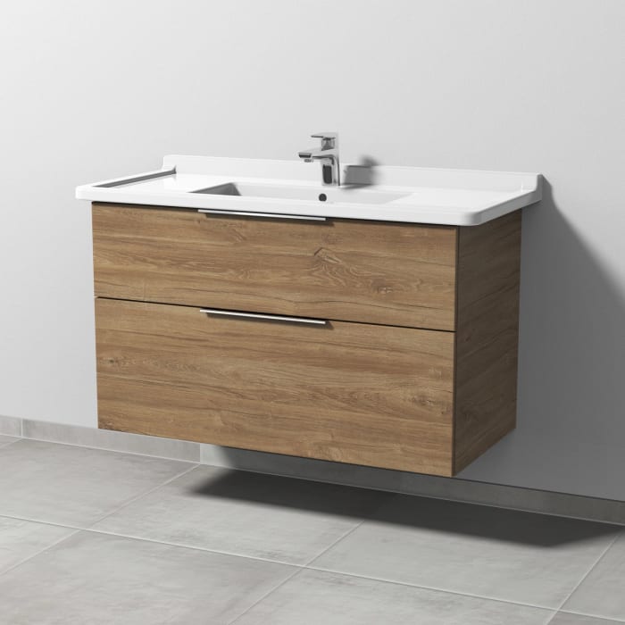 Sanipa 3way Waschtischunterbau für Keramik-Waschtisch Starck 3 105 cm, 2 Auszüge mit Aufsatzgriff