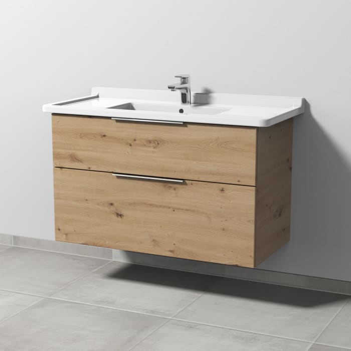 Sanipa 3way Waschtischunterbau für Keramik-Waschtisch Starck 3 105 cm, 2 Auszüge mit Aufsatzgriff