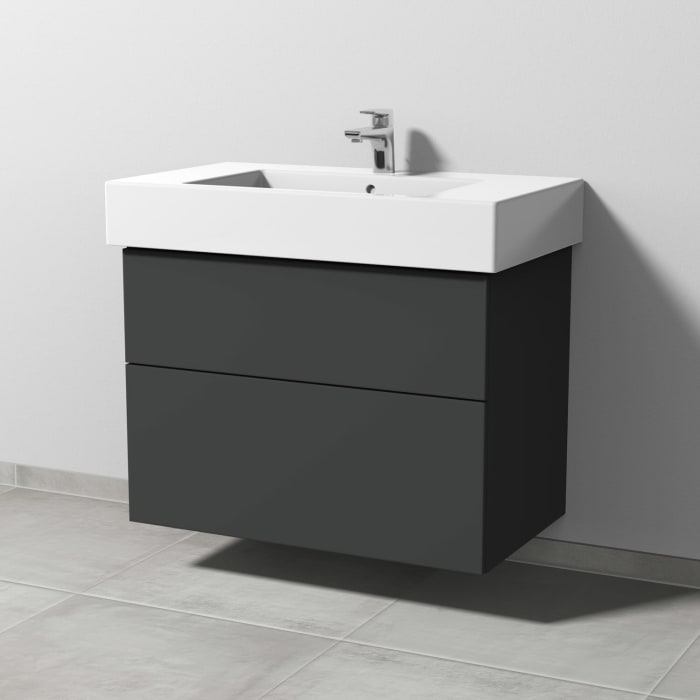 Sanipa 3way Waschtischunterbau für Keramik-Waschtisch Vero 85 cm, 2 Auszüge mit Push to open