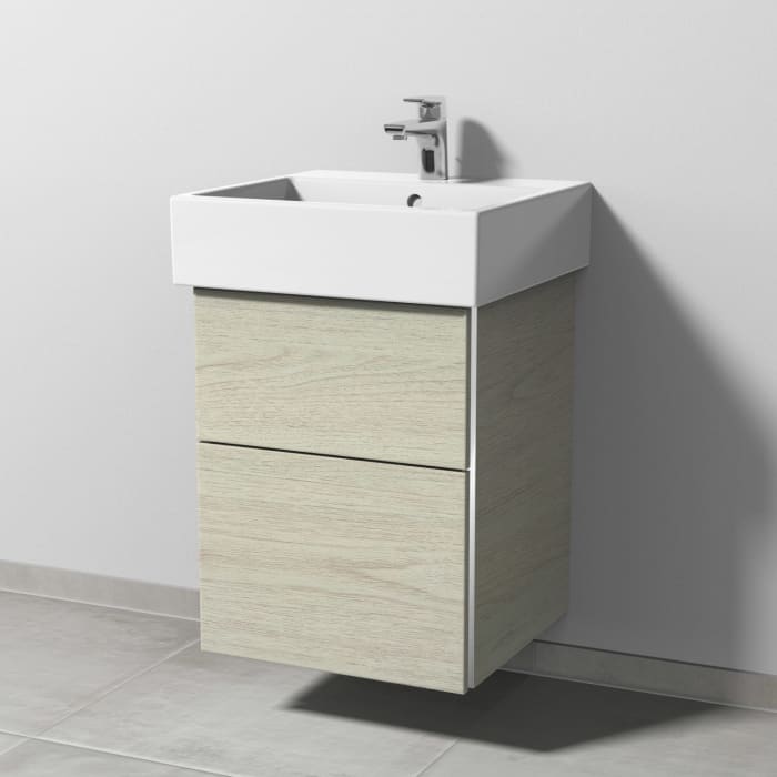 Sanipa 3way Waschtischunterbau für Keramik-Waschtisch Vero Air 50 cm, 2 Auszüge mit Griffleisten