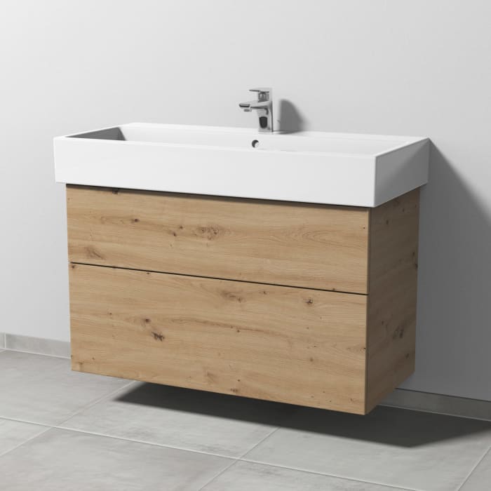 Sanipa 3way Waschtischunterbau für Keramik-Waschtisch Vero Air 100 cm, 2 Auszüge mit Push to open