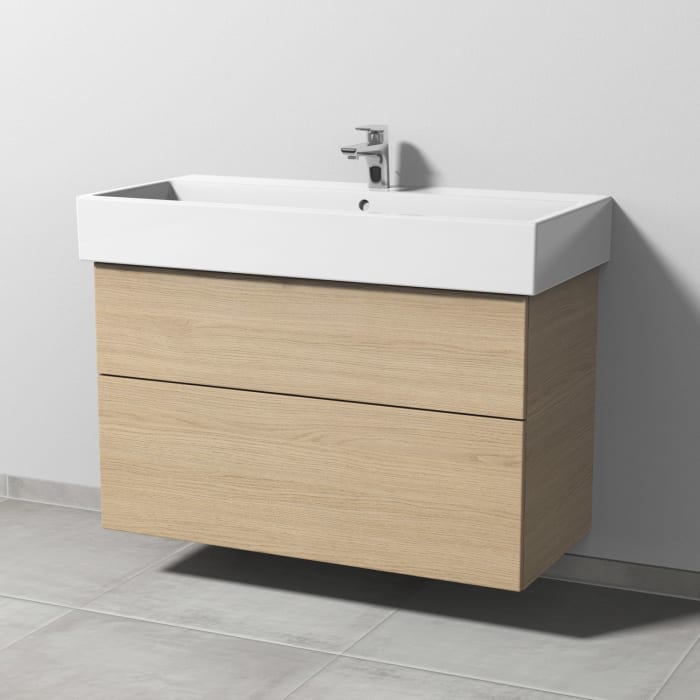 Sanipa 3way Waschtischunterbau für Keramik-Waschtisch Vero Air 100 cm, 2 Auszüge mit Push to open