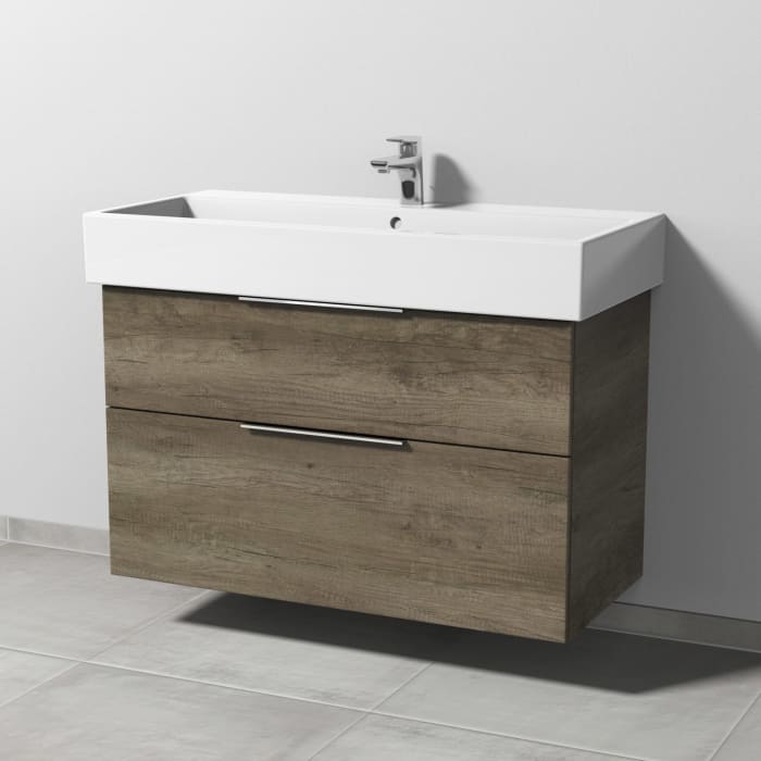 Sanipa 3way Waschtischunterbau für Keramik-Waschtisch Vero Air 100 cm, 2 Auszüge mit Aufsatzgriff