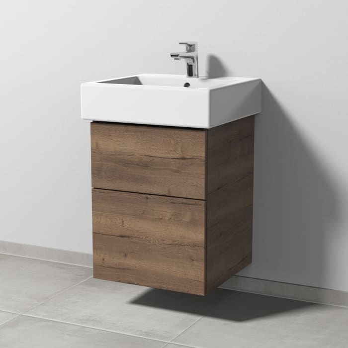 Sanipa 3way Waschtischunterbau für Keramik-Waschtisch Vero 50 cm, 2 Auszüge mit Push to open