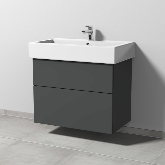 Sanipa 3way Waschtischunterbau für Keramik-Waschtisch Vero 80 cm, 2 Auszüge mit Push to open